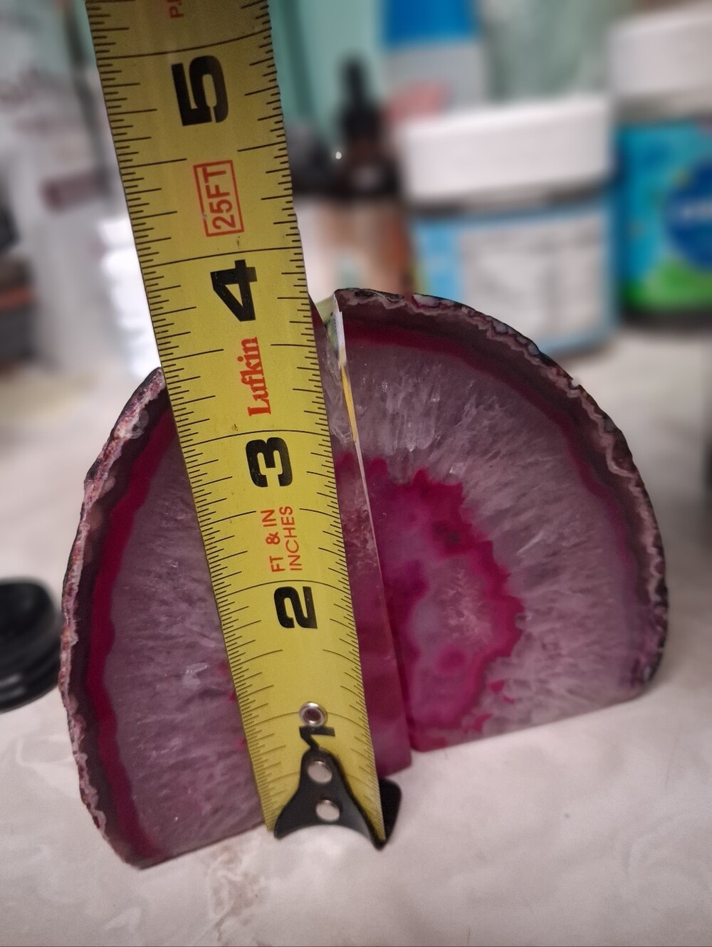 Pink Agate Bookends - Polished Geode Pair